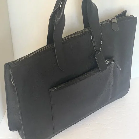 Coach Metropolitan Soft Briefcase Black Leather Laptop Bag Crossbody Slim Pocket - Picture 9 of 16